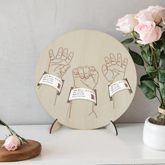 BQSAZHYJ engraved hands design on the newborn announcement sign for photo-ready keepsake.