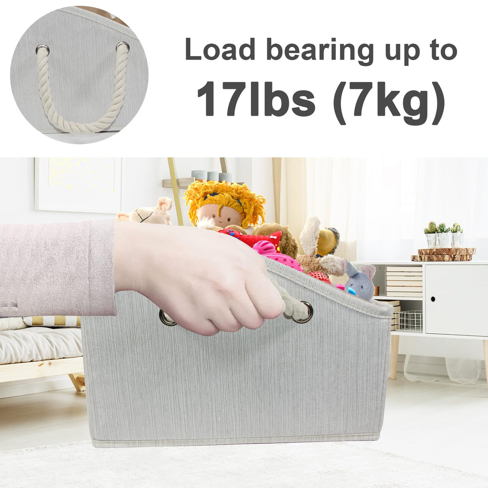 Brabtod beige storage blends with home decor and keeps toys tidy.