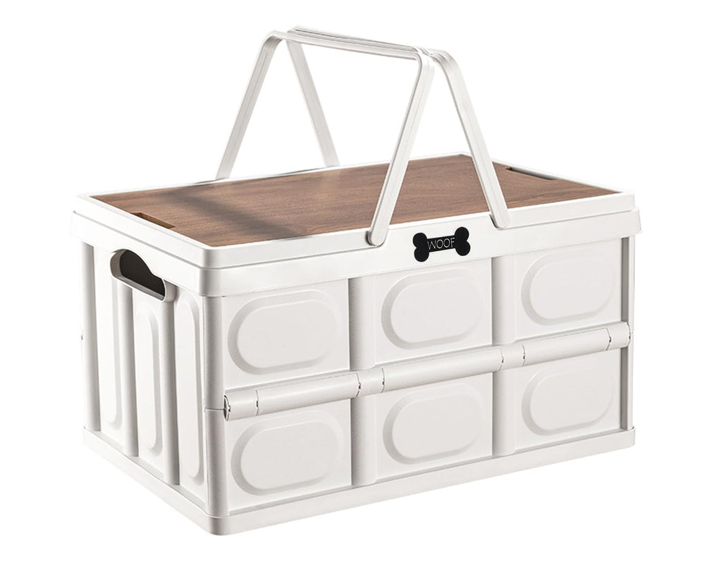 Brabtod collapsible dog toy basket open shows space-saving toy storage on the go