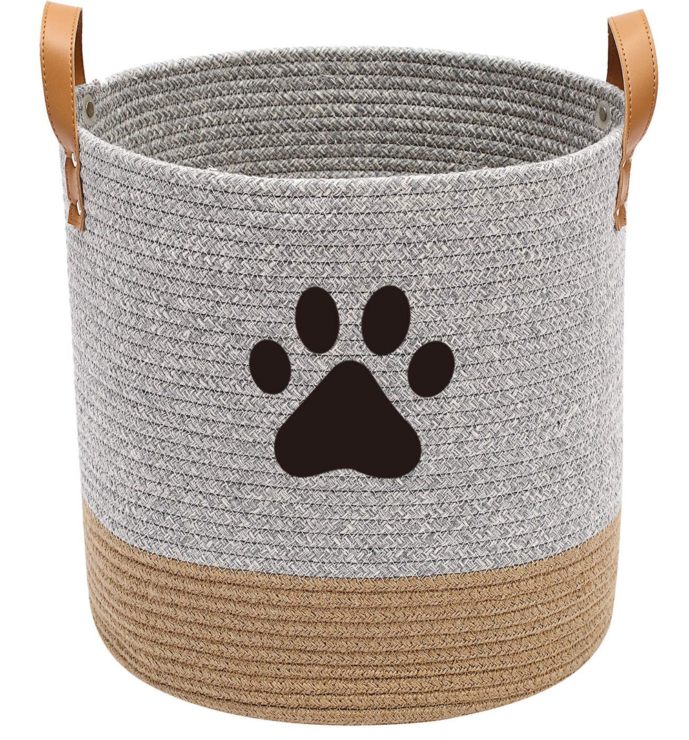 Brabtod cotton dog toy basket close-up reveals hand-woven texture for stylish organization.
