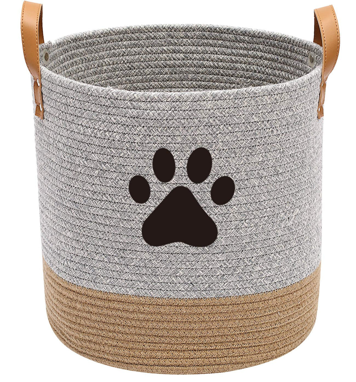 Brabtod cotton dog toy basket close-up reveals hand-woven texture for stylish organization.