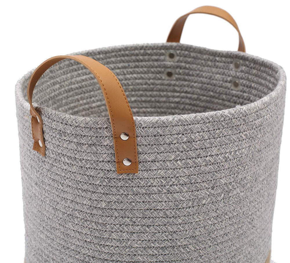 Brabtod cotton dog toy basket filled with toys demonstrates easy storage for busy homes.