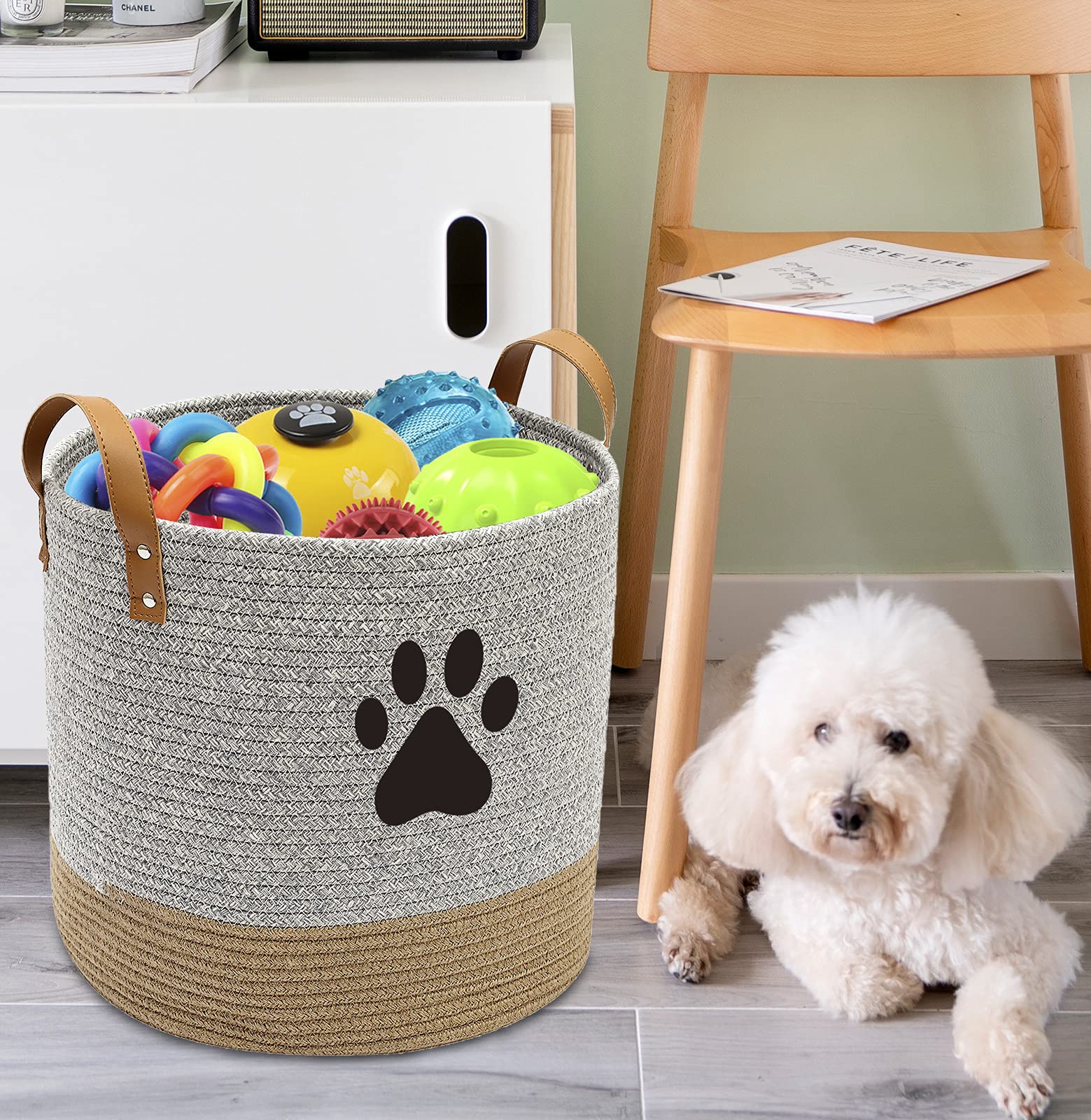 Brabtod basket handles make transport to rooms effortless during tidy-ups.