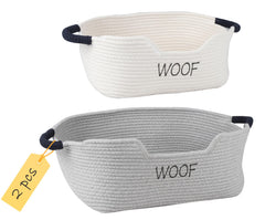 Brabtod dog toy basket with open-top grey design for easy toy access.