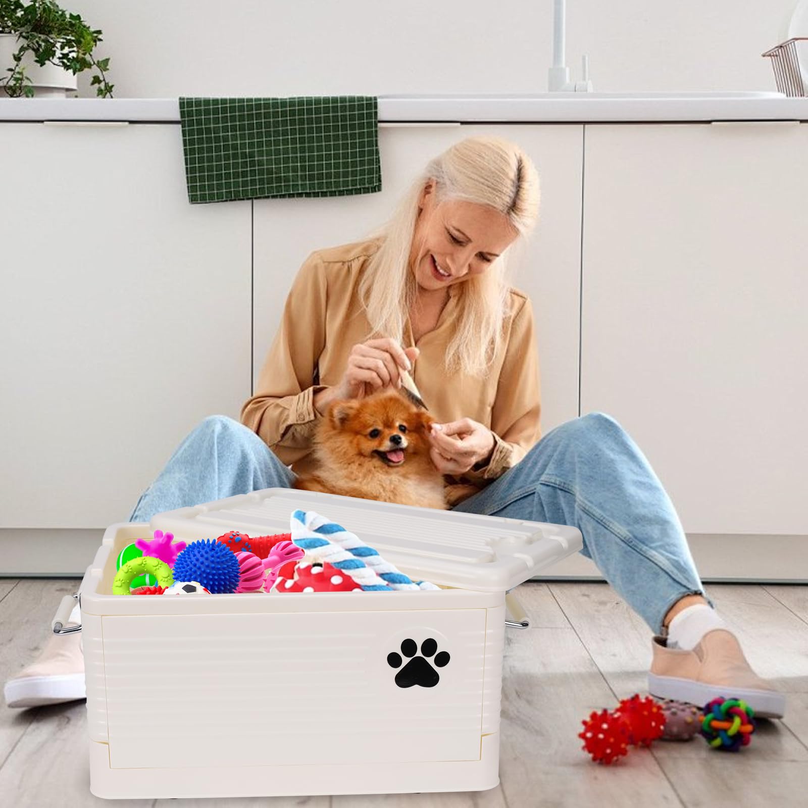 Brabtod dog toy basket waterproof plastic resists moisture
