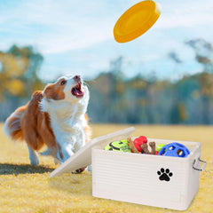 Brabtod dog toy basket wheels enable easy room-to-room transport