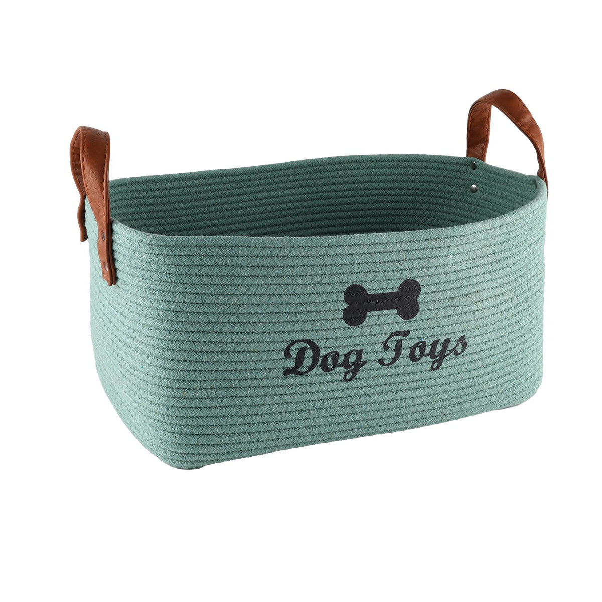 Brabtod large cotton rope dog toy basket front view keeps toys organized.