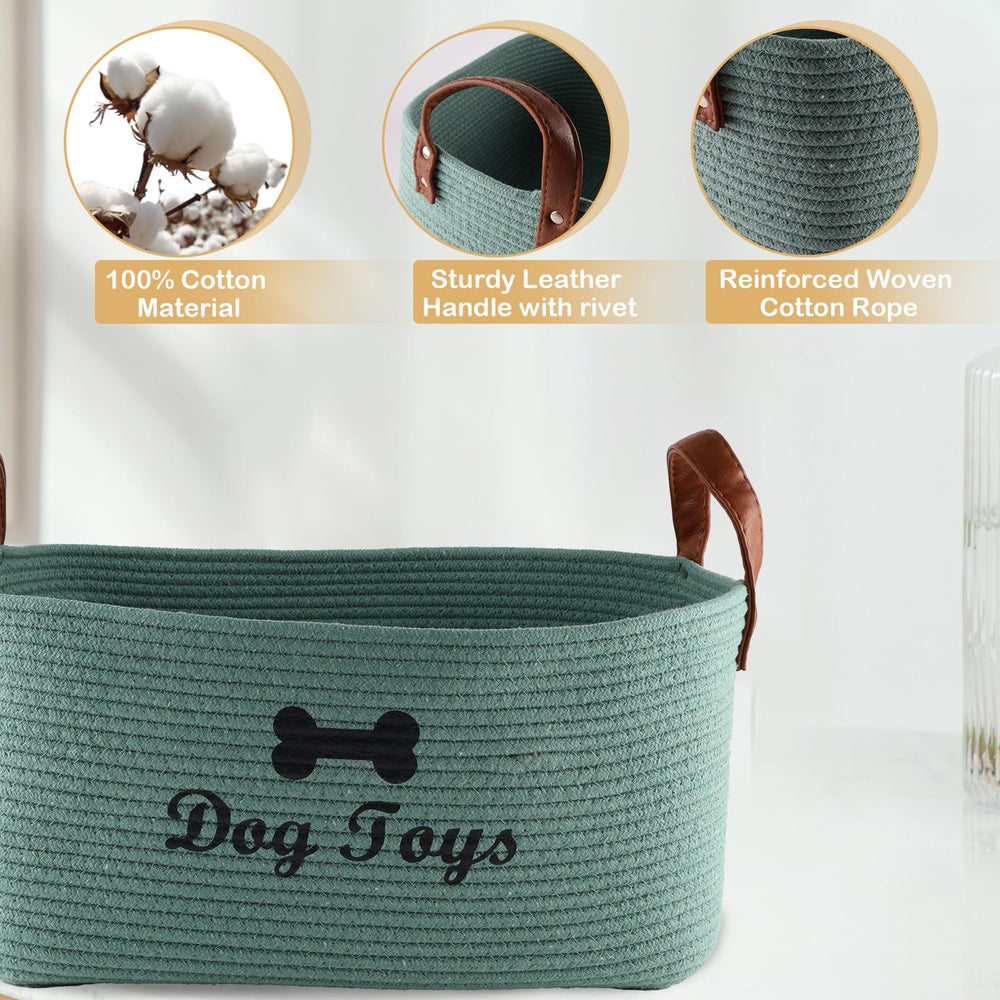 Brabtod dog toy basket side view with handles for easy transport.