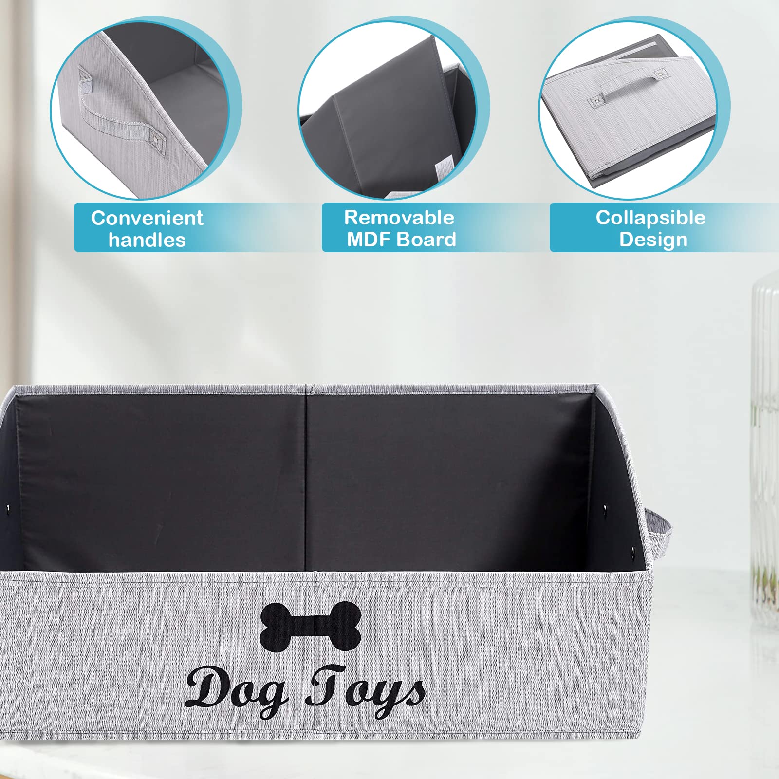 Brabtod linen-cotton dog toy box collapsible flat for compact storage.