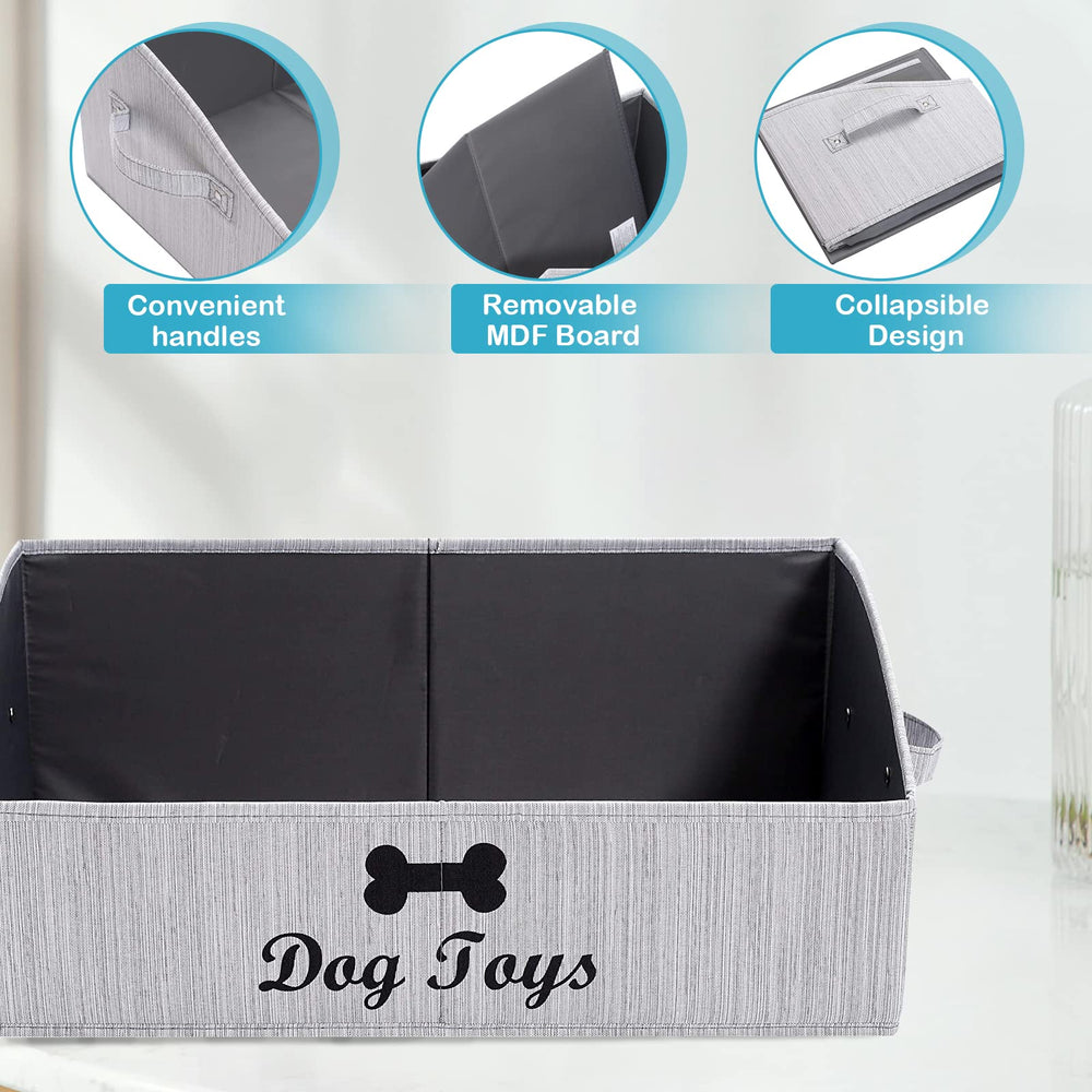 Brabtod linen-cotton dog toy box collapsible flat for compact storage.