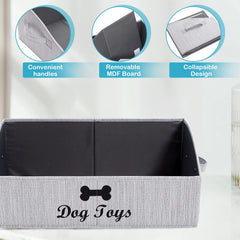 Brabtod linen-cotton dog toy box collapsible flat for compact storage.