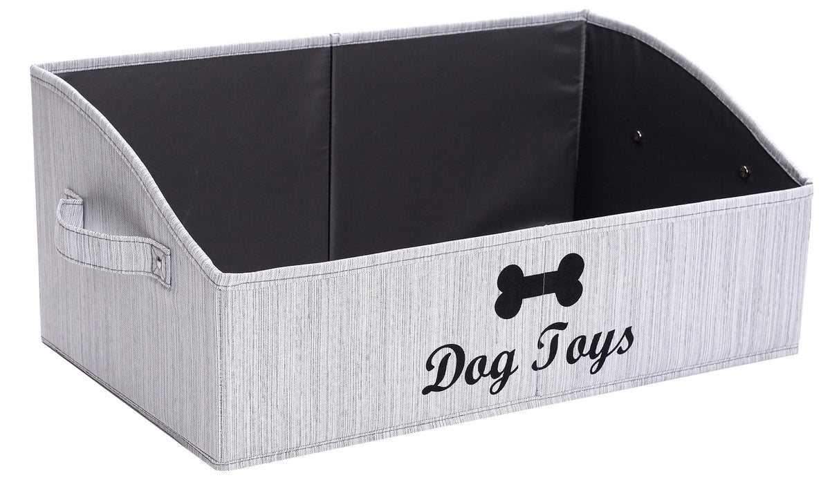 Brabtod linen-cotton dog toy box front view highlights easy transport.