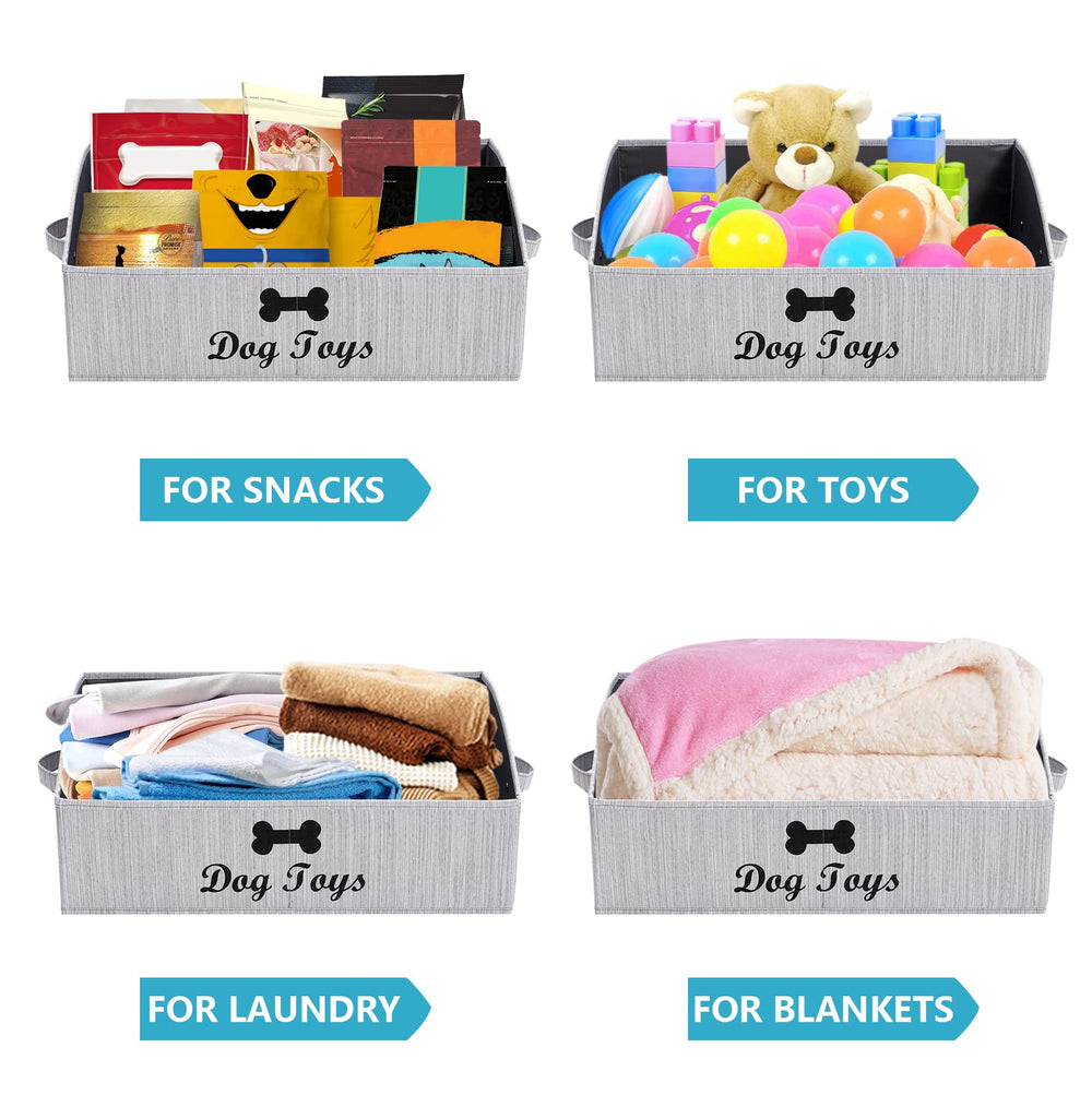 Brabtod linen-cotton dog toy box in living room reduces clutter.