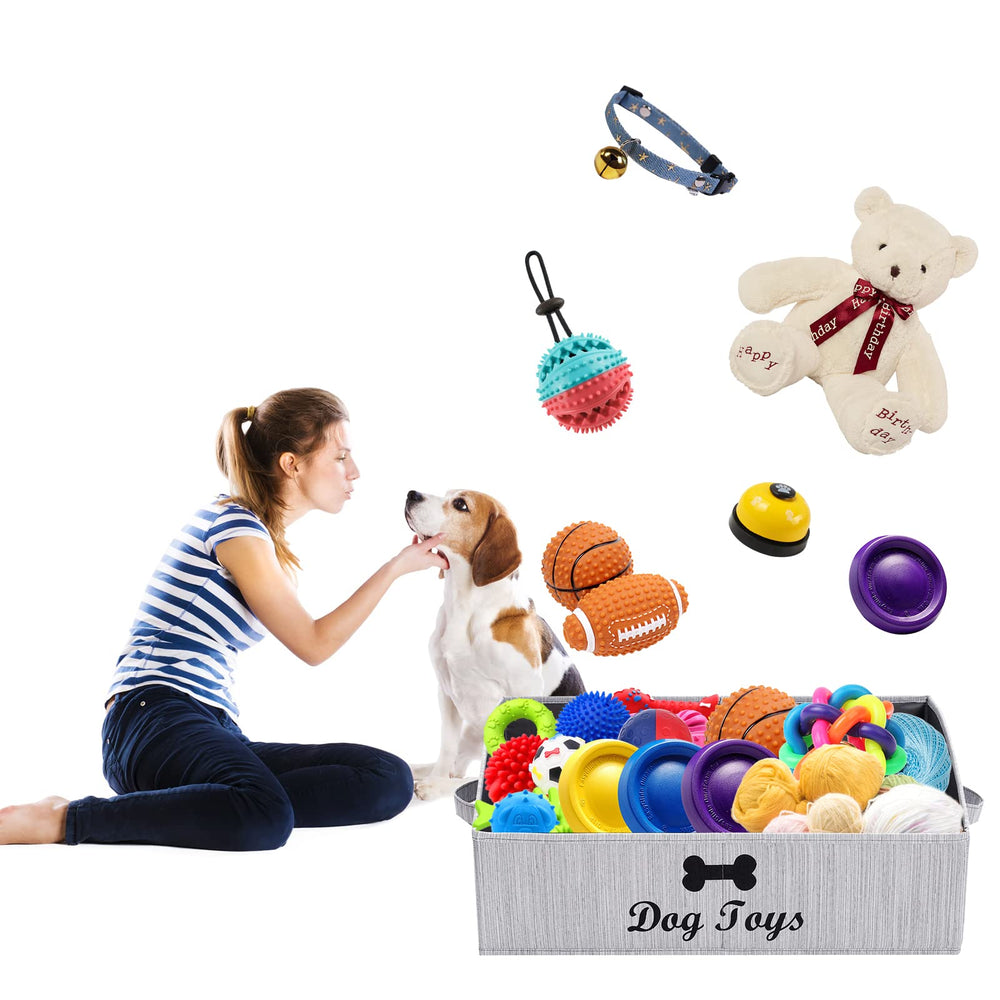 Brabtod linen-cotton dog toy box side view reveals roomy interior.