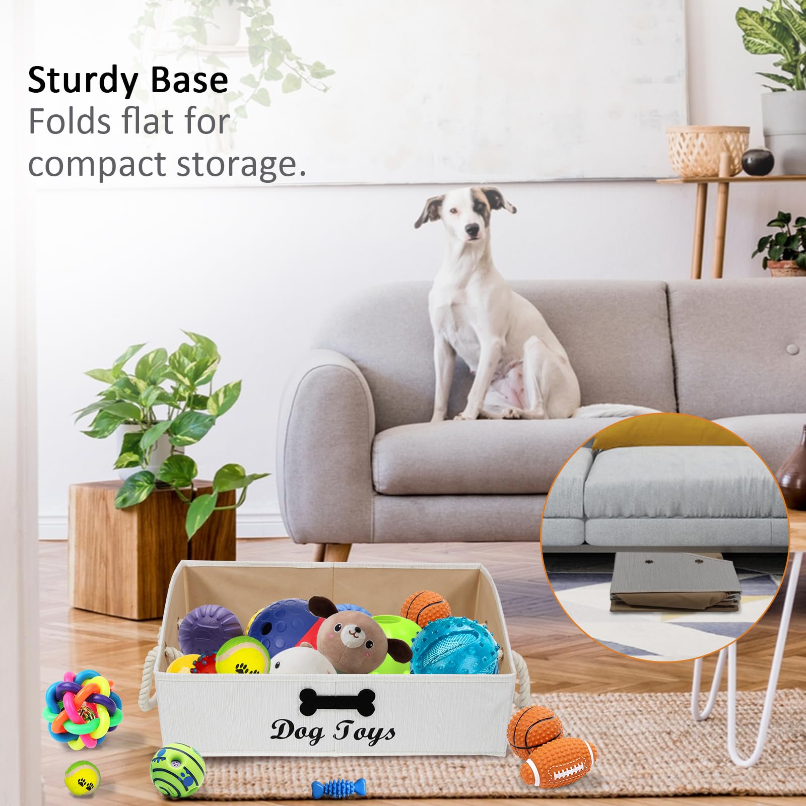 Brabtod personalized name sticker on the basket helps families identify pets' items.