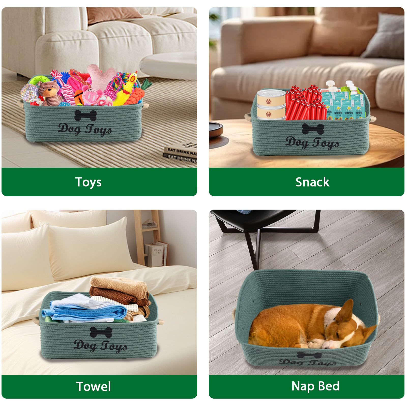 Brabtod basket doubles as a cozy puppy bed.