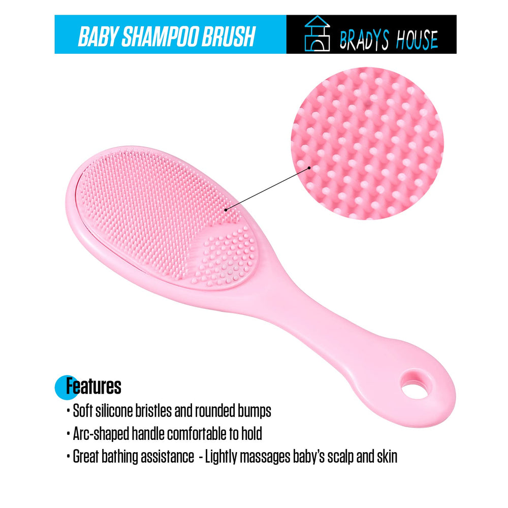 BRADYS HOUSE cradle-cap soft-bristle brush helping gentle scalp brushing.