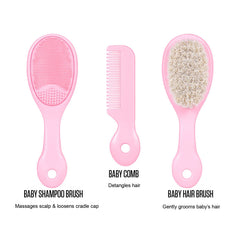 BRADYS HOUSE infant goat-hair brush on pink handle for gentle scalp care during daily routines.