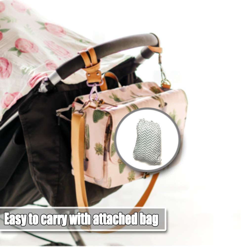 Brain Architect Child gray chevron washable cart cover simplifies cleanup after outings.