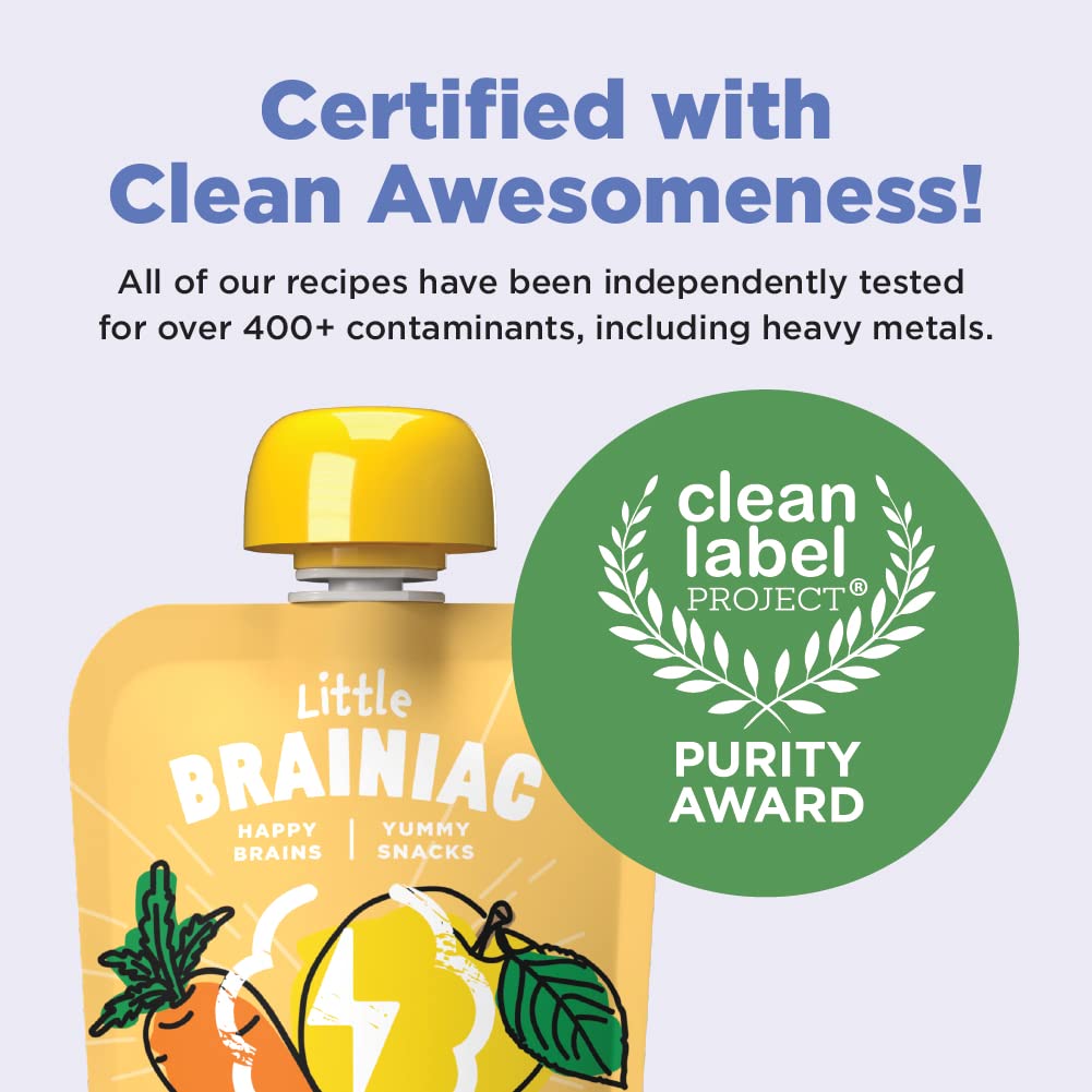 Brainiac BPA-free Non-GMO dairy-free gluten-free pouch suitable for sensitive diets