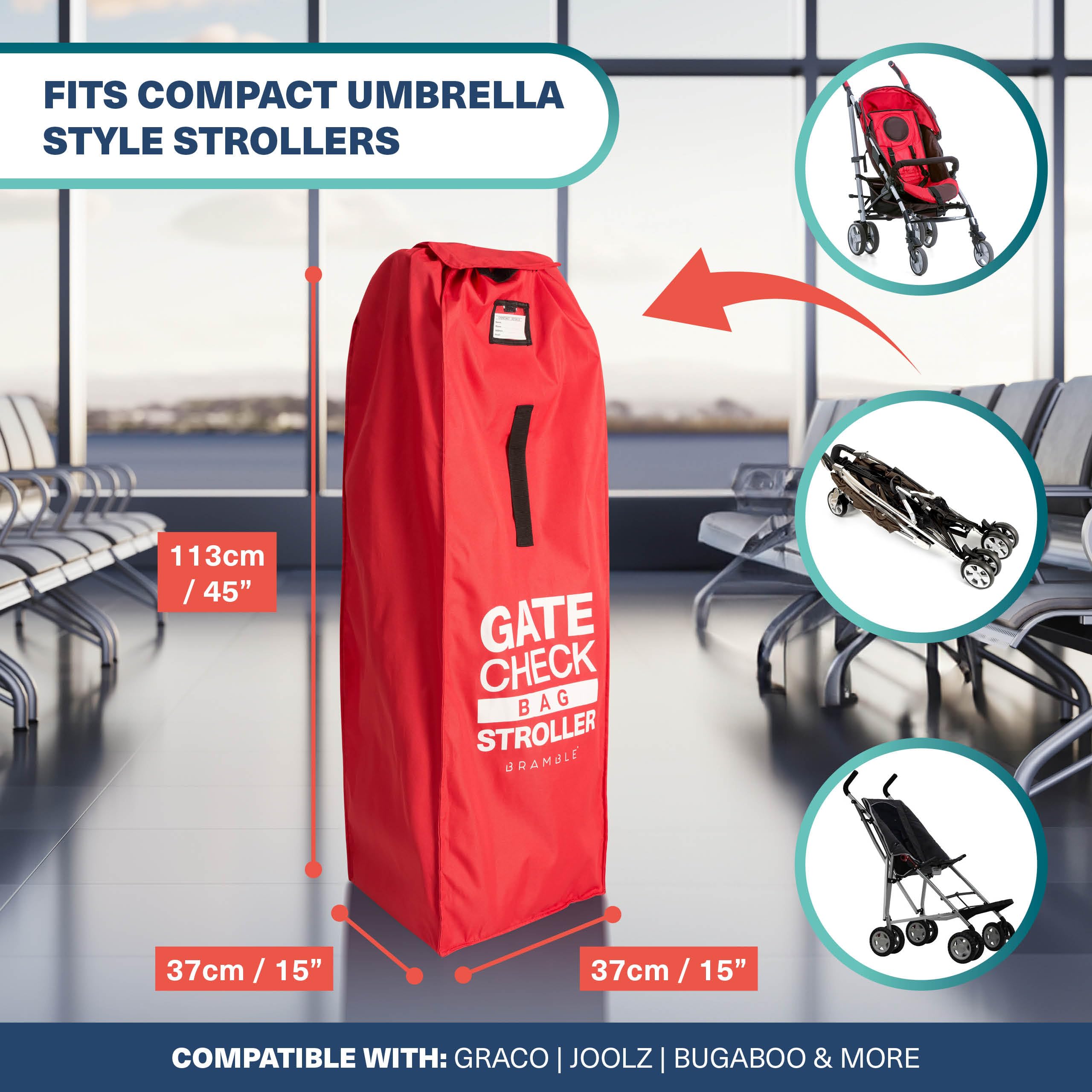 Bramble gate-check strap and padded handle for comfortable transport