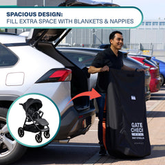Bramble universal-fit stroller bag accommodates most brands for easier packing.
