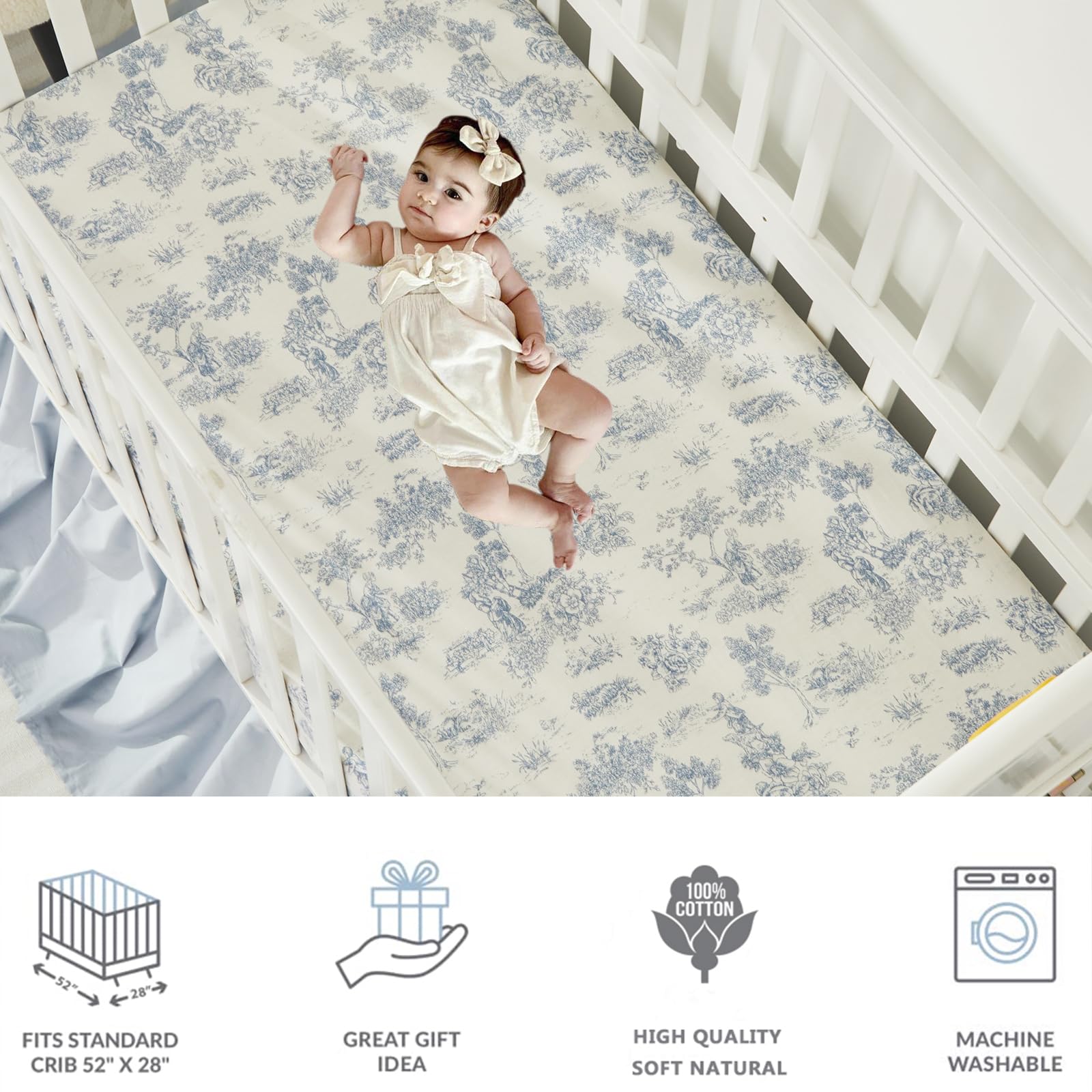 Brandream 100% cotton fabric offers breathable softness for delicate baby skin.