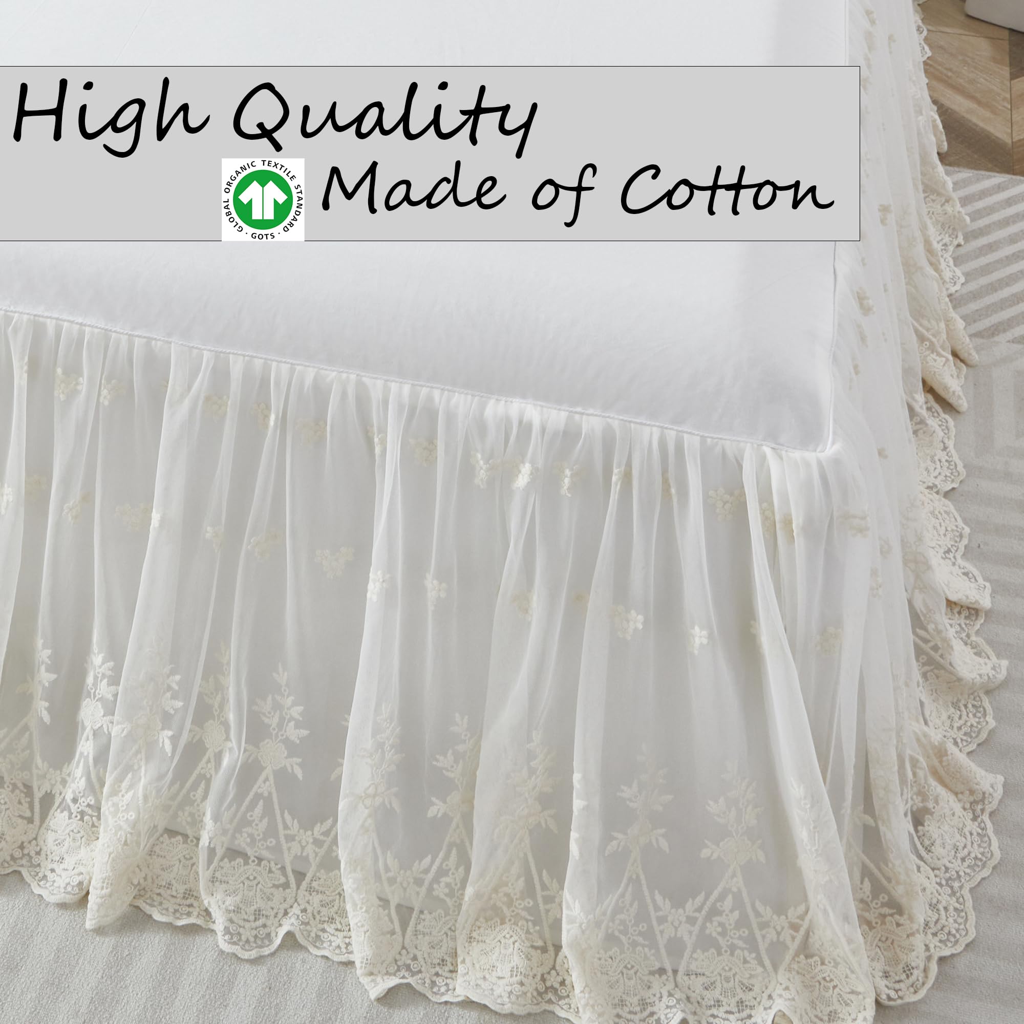 Brandream four sided crib skirt fits standard crib with 52 by 28 by 16 inch drop