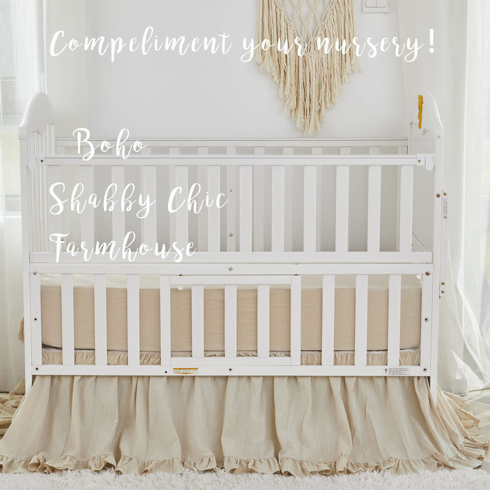 Brandream 4-sided drop crib skirt ensures snug fit for standard cribs.