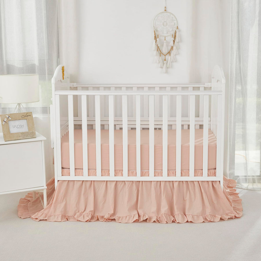Brandream 4-sided dust ruffle fits standard crib for a tidy crib edge.