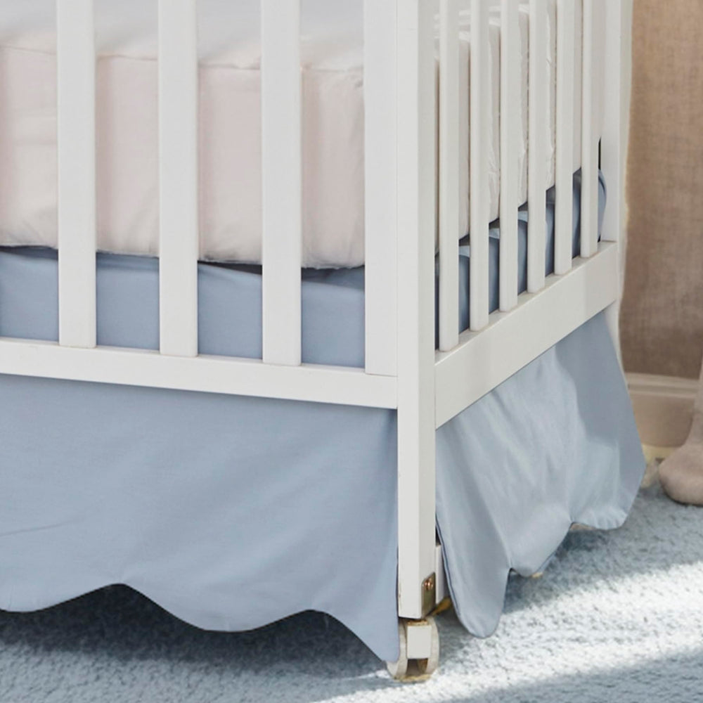 Brandream 52x28x16 drop crib skirt dimension label shows standard crib fit