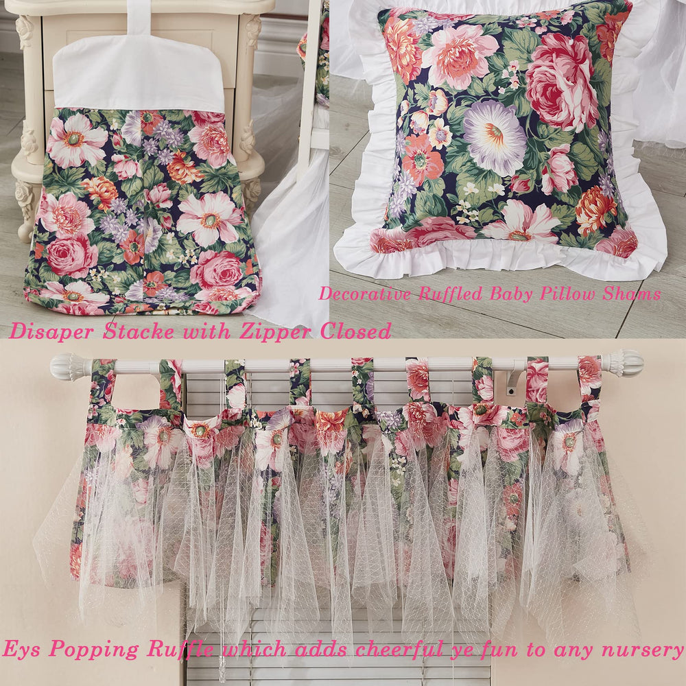 Brandream Baby Crib Bedding Floral Allure ruffle pillow shams add decorative charm