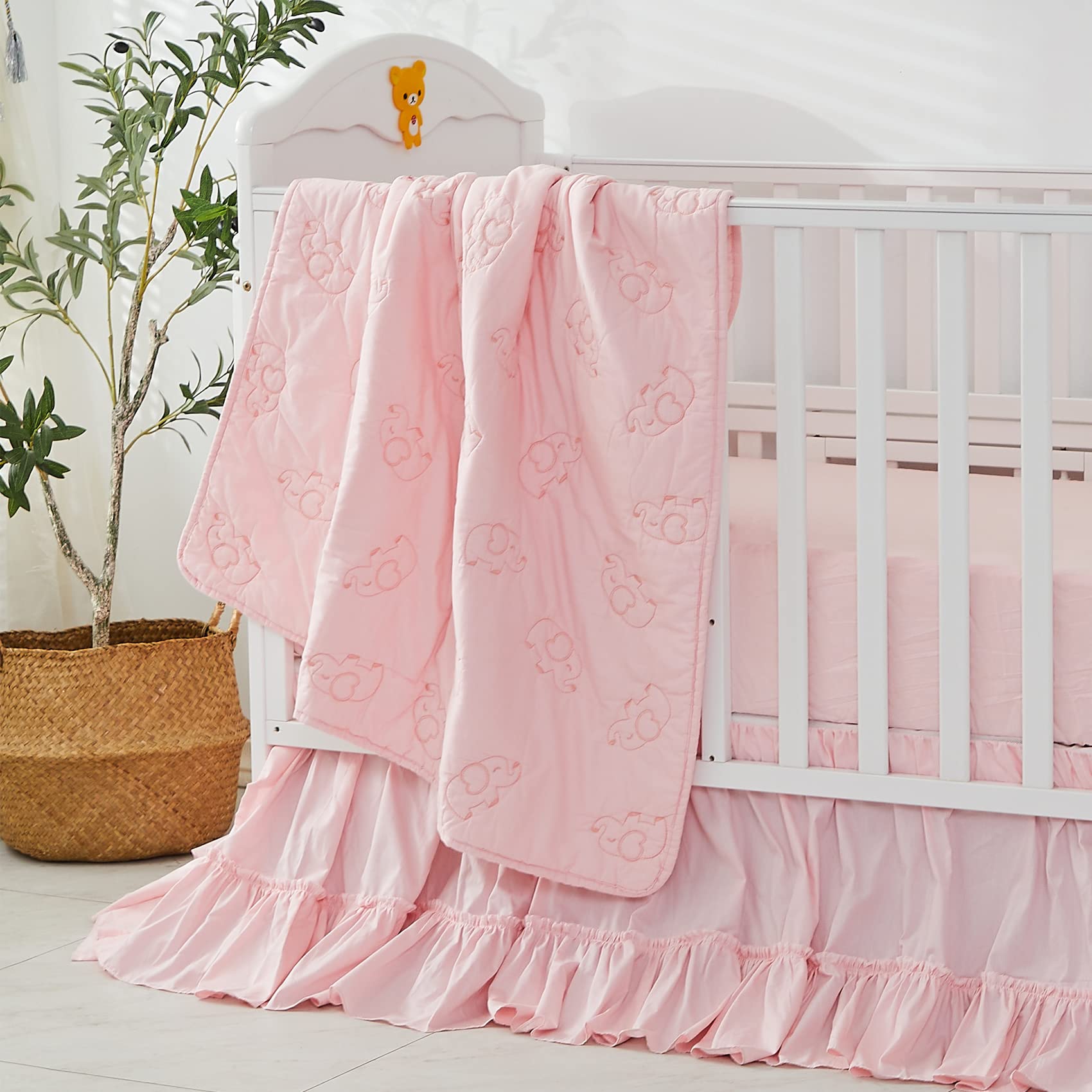 Brandream baby nursery pink texture image demonstrates coordinating with other textiles.