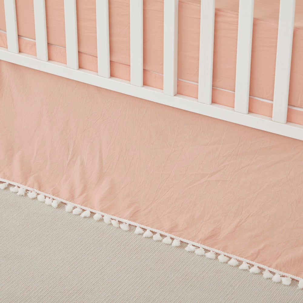 Brandream Boho crib skirt close-up tassel detail for chic nursery decor