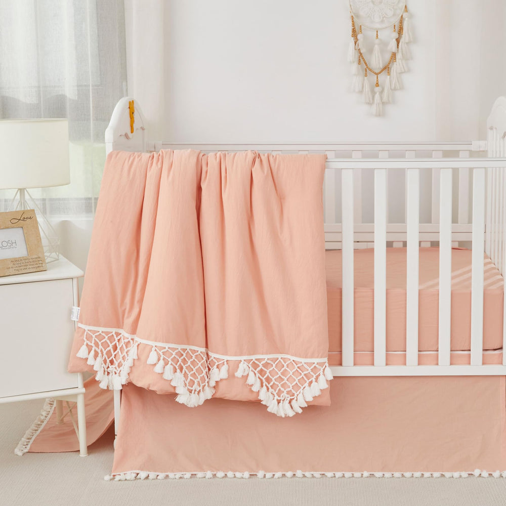 Brandream Boho toddler bedskirt coordinates with nursery style and durability