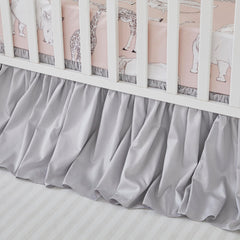 Brandream crib bed skirt gray Boho fabric closeup highlights soft cotton texture