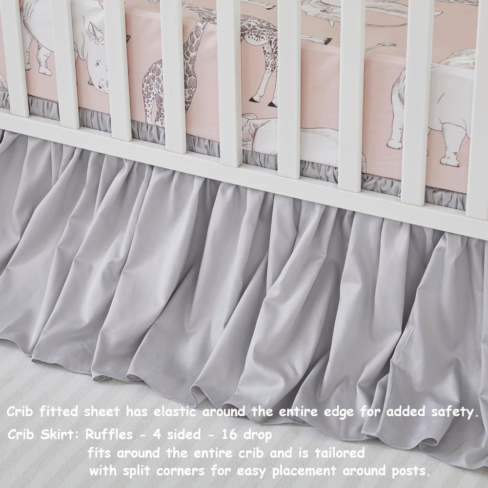 Brandream crib bed skirt gray Boho stitched edge detail signals quality