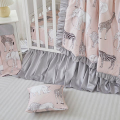 Brandream crib bed skirt gray Boho dust ruffles closeup showcases subtle farmhouse charm