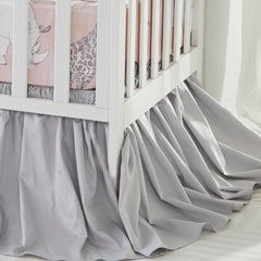 Brandream crib bed skirt in gray Boho style front view ideal for tidy nursery aesthetics