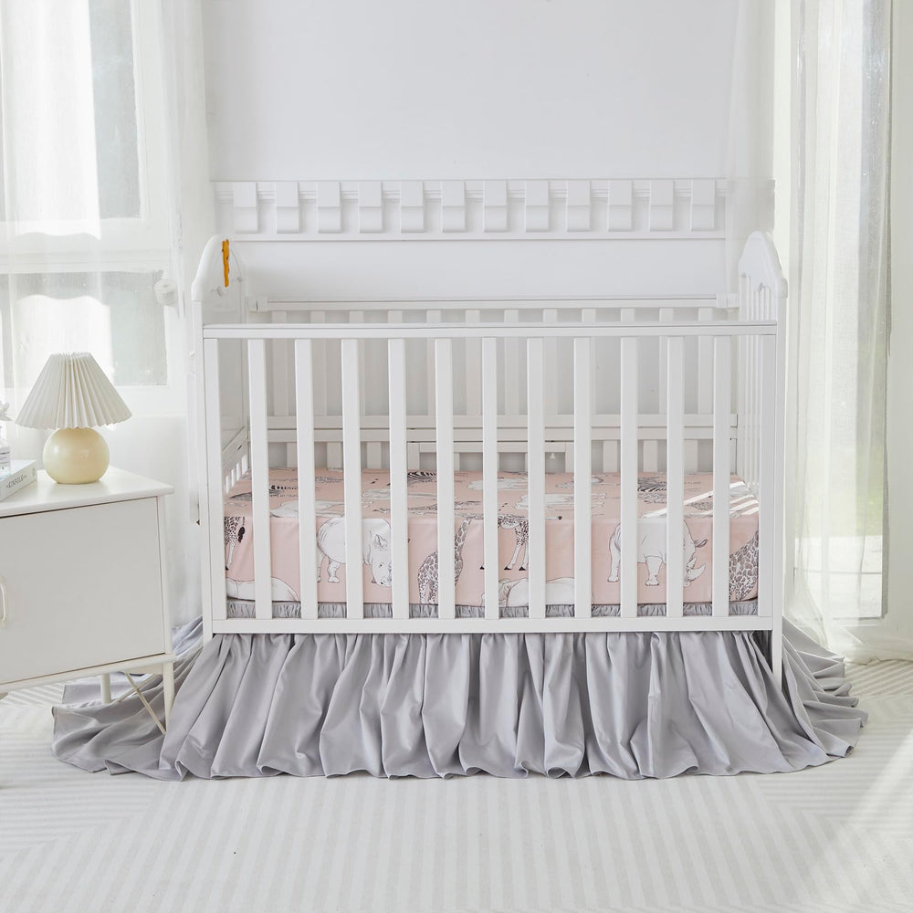 Brandream crib bed skirt gray Boho fits standard crib and toddler bed securely