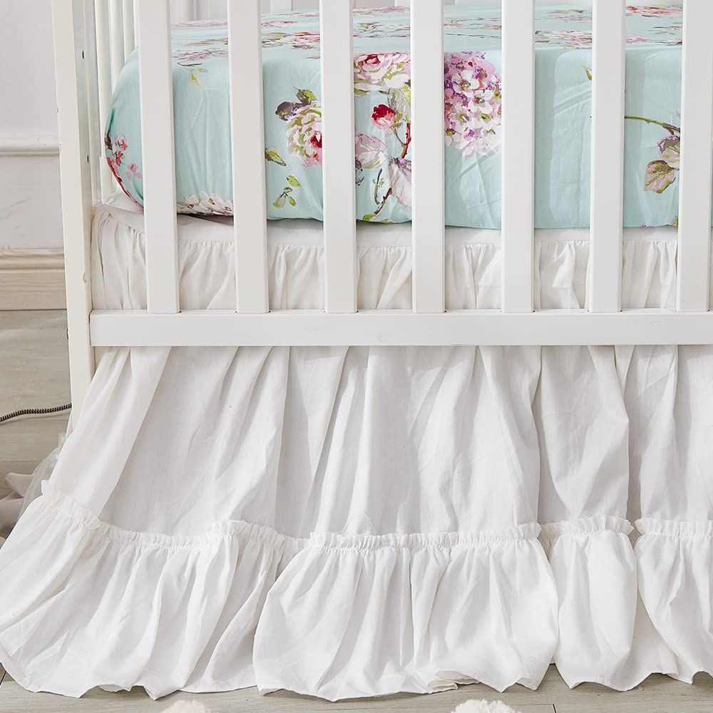 Brandream crib bed skirt closeup highlights soft cotton texture and clean finish.