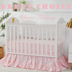 Brandream crib bedskirt 4-sided drop demonstrates secure fit for standard cribs and toddler beds.