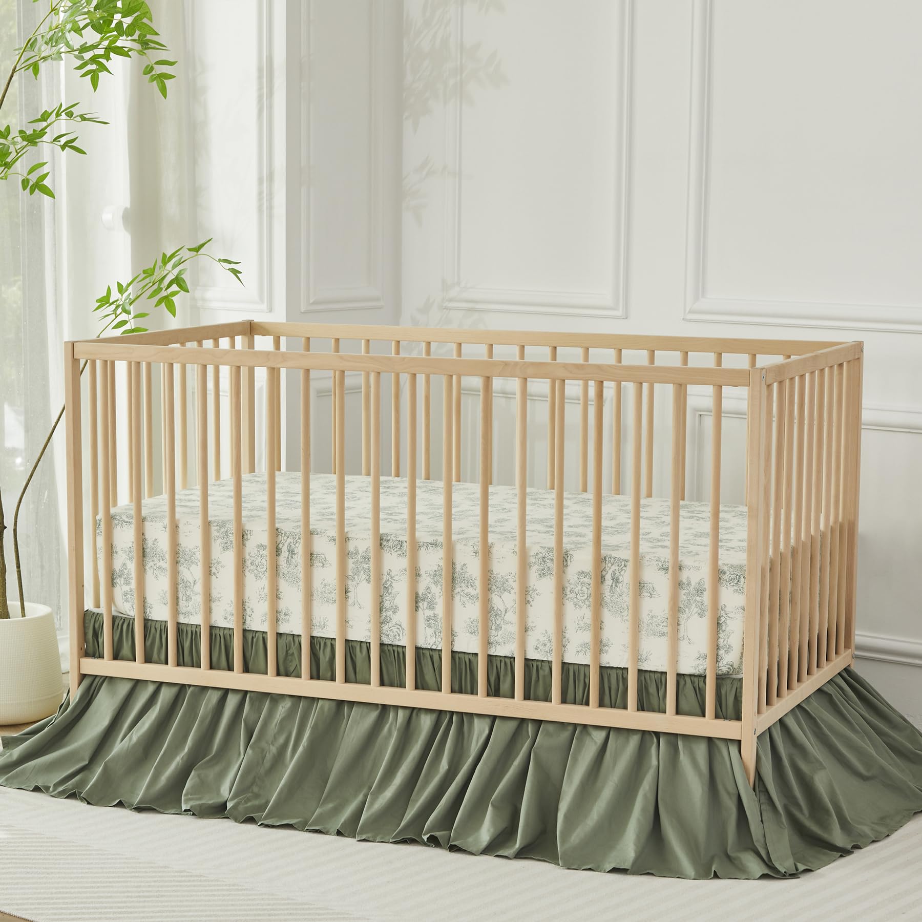 Brandream crib bedskirt with 52in x 28in x 16in drop fits standard cribs