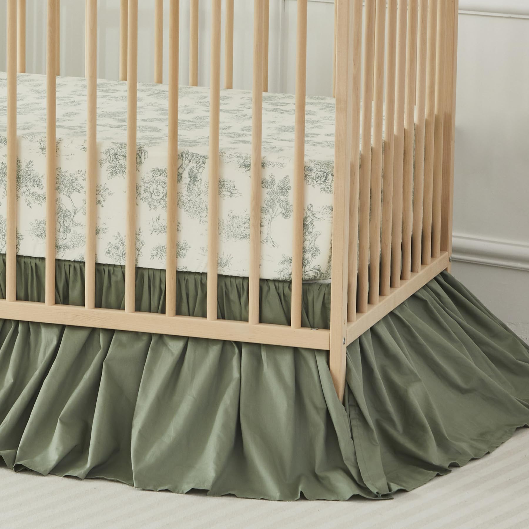 Brandream crib bedskirt neutral tone blends with any crib setup