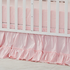 Brandream crib bedskirt pink boho closeup highlights soft cotton texture for cozy nursery décor.