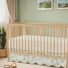 Brandream crib skirt closeup reveals scalloped edge and premium cotton softness.