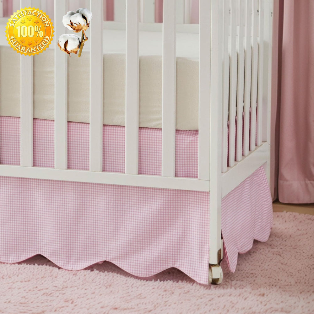 Brandream crib skirt detailed stitching highlights premium cotton finish.