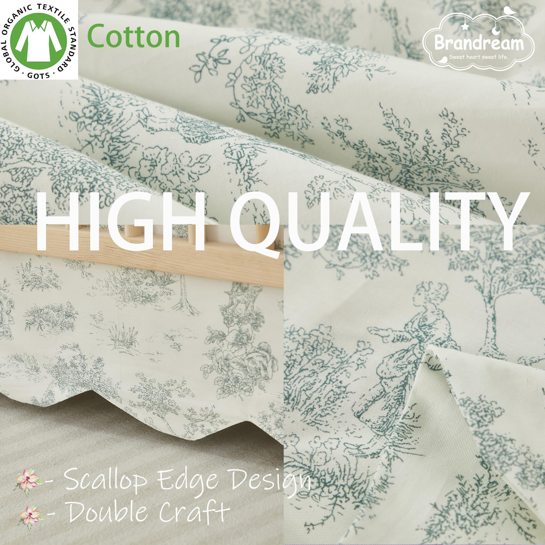 Brandream crib skirt fits standard crib or toddler bed for easy updates.