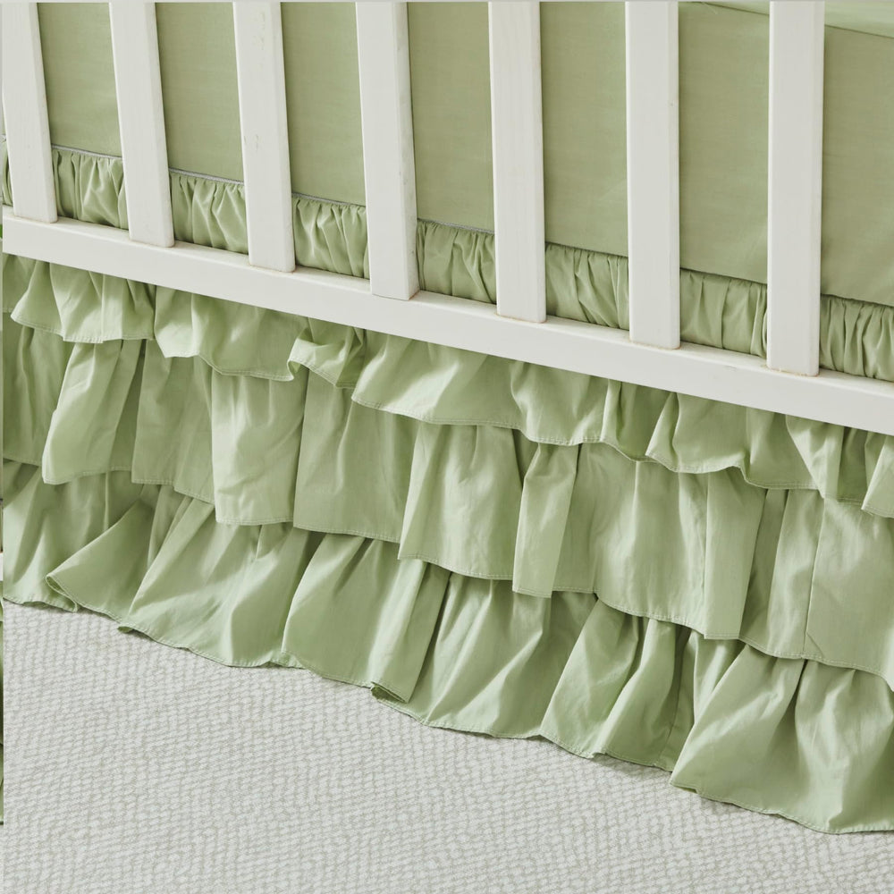 Brandream crib skirt features split corners to stay neatly in place.
