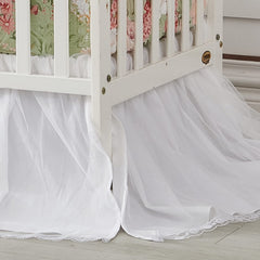 Brandream crib skirt with white lace tulle adds soft elegance to your nursery.